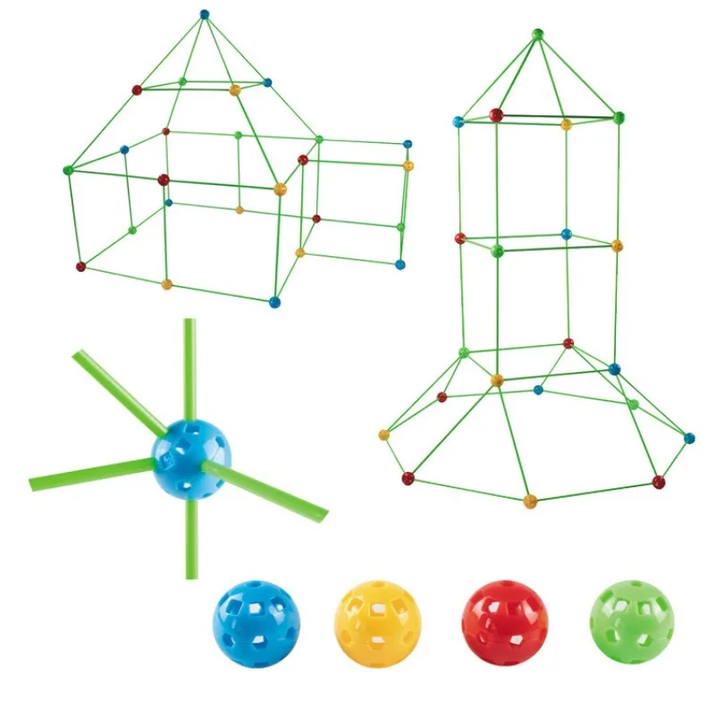 Tente à perles de château de construction pour enfants, assemblage de grands blocs, maison de jeu, jouets d'intérieur et d'extérieur, bricolage