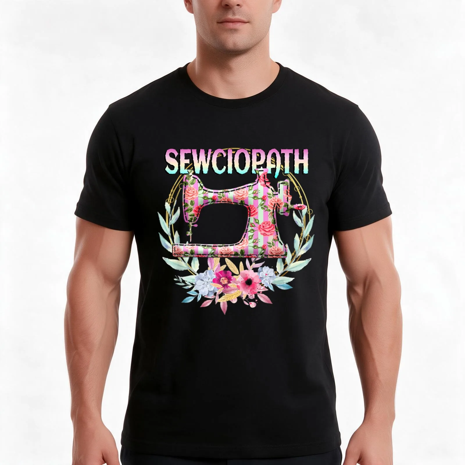 Sewciopath Funny Quilting Sewing Seamstress T-Shirt, Summer Casual Cotton Tee, Oversized Streetwear Tops, Vintage Graphic Print