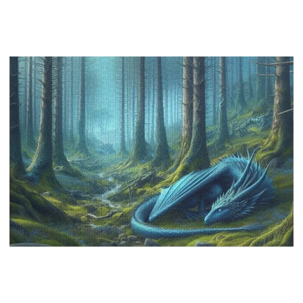 

blue dragon in the forest Jigsaw Puzzle Wooden Animal Personalised Toys Custom Gift Customs With Photo Puzzle