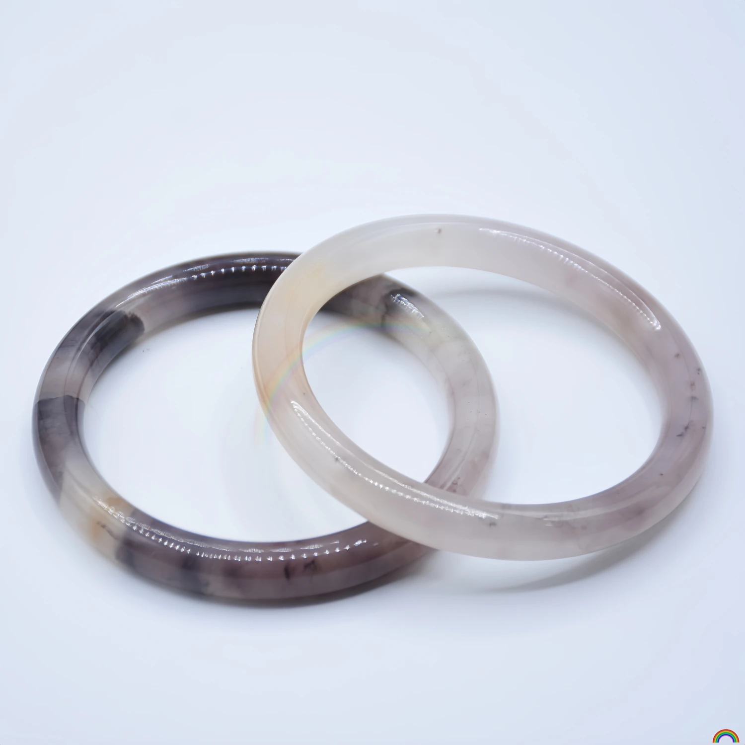 Natural Golden Silk Jade Smoke Rain Jiangnan Beautiful Color Ink Painting Purple Rhyme Peach Shy Jade Bracelet Rwbuye