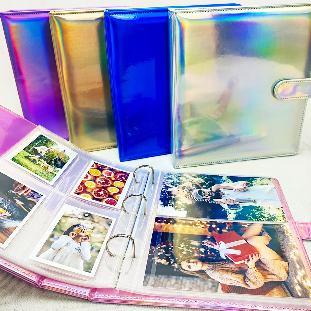 3-Ring A5 Binder Photo Album Photocard Holder Scrapbook with Cotton Padding, High-Gloss Surface & 10-Pocket Insert Pages