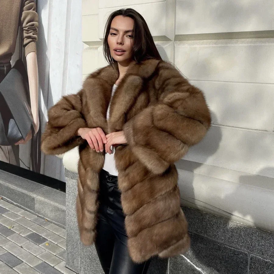 

Real Fox Fur Coat Women 2024 Luxury Winter Fur Coats Fashion Suit Collar Real Fur Jackets High Quality Genuine Fox Fur Coats