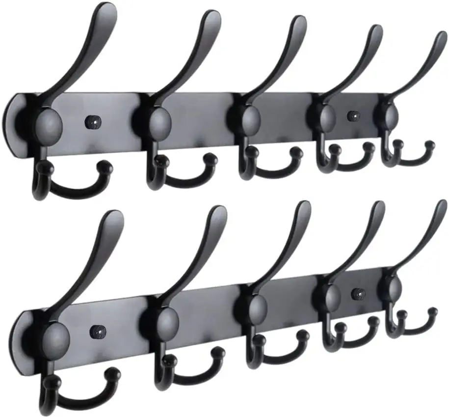 Formwell-Wall Mounted Stainless Steel Coat Rack, Hat Hook, Suitable for Kitchen, Bathroom, Entryway, 5Hooks, 2Pcs