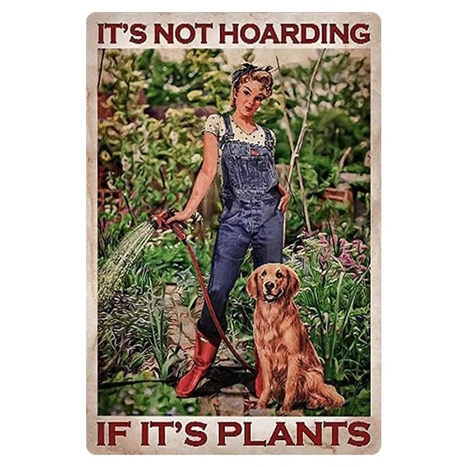 ItS Not Hoarding If ItS Plants Wall Decoration Cute Funny Retro Vintage Farmhouse Style For Shower Room Dressing Room Cave Rusti