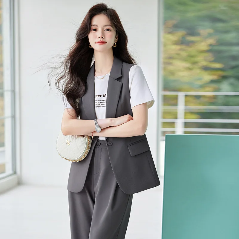 

Женский жилет с воротником с лацканами, пальто, универсальный однобортный модный костюм без рукавов, жилет, однотонная женская куртка, верхняя одежда Femme