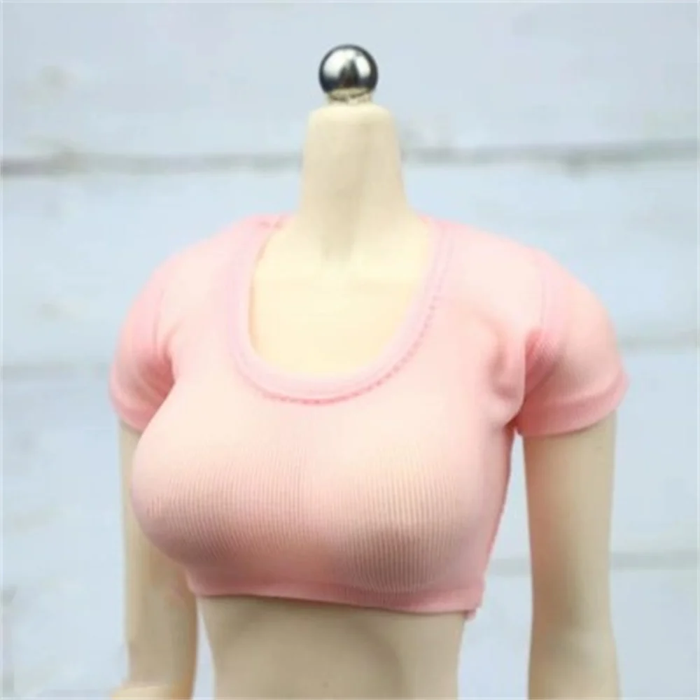 

1/6 T-shirt Short Sleeve Vest Women Girl Clothes Round Neck Model Fit 12" Female TBLeague Figure Body Dolls Toy