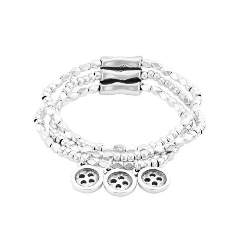 

UNOde50 multi-layer beaded silver plated button elastic bracelet European and American niche original Valentine's Day gift