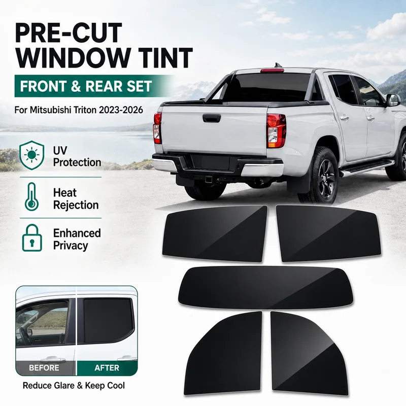 Premium Pre-Cut Window Tint For Mitsubishi Triton 2023-2026 Front & Rear Windows UV Heat Rejection Waterproof Privacy Film