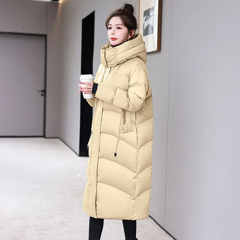 Long Puffer Coats for Women, White Goose Down, Windproof, Casual Parka, Slim Female Jacket, Korean Fashion, Winter, New, 2024