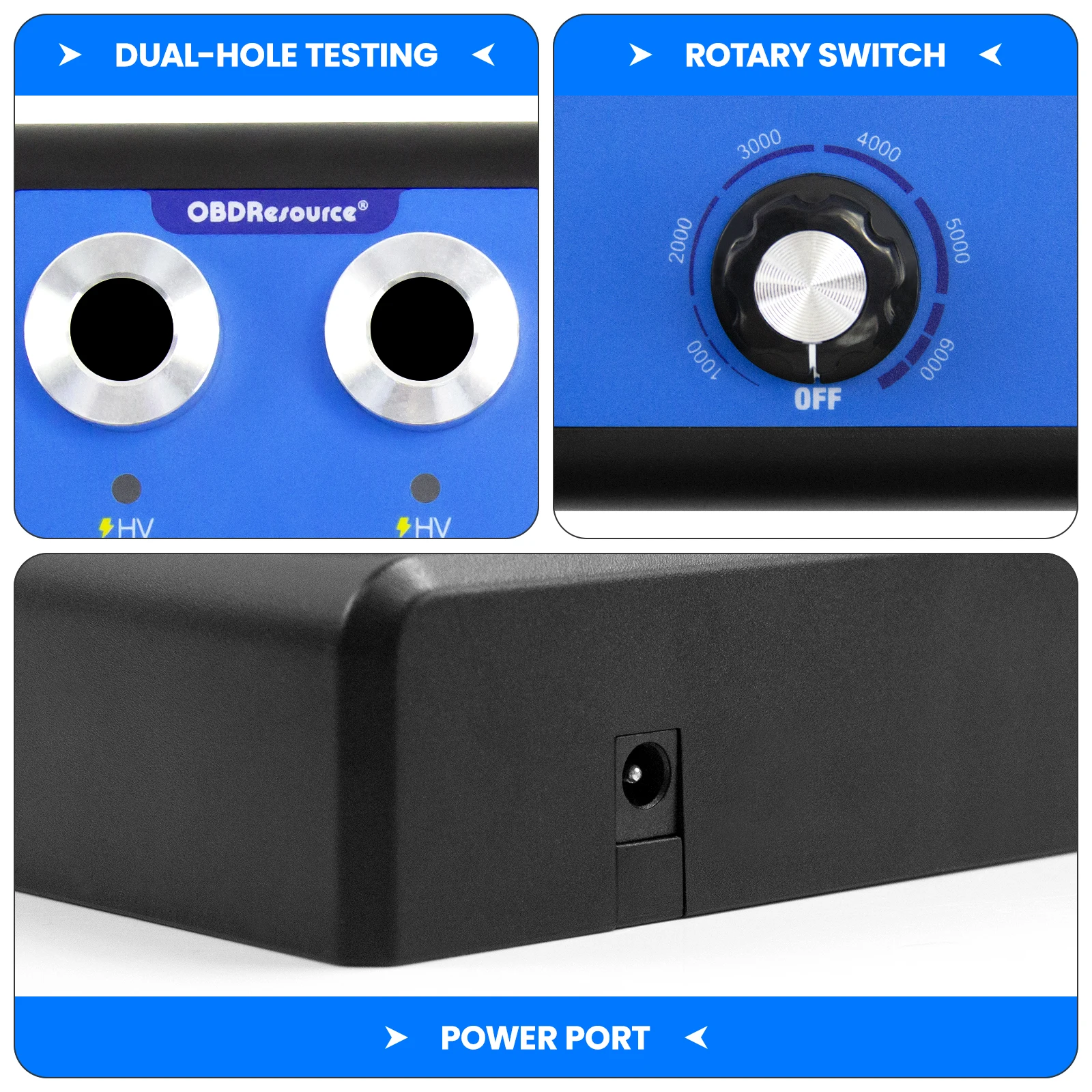 OBDSource 자동차 점화 플러그 테스터 듀얼 홀 0-6000rpm 조정 가능한 작동 주파수 자동차 엔진 점화 코일 테스터 12V 차량용 스파크 테스터 도구