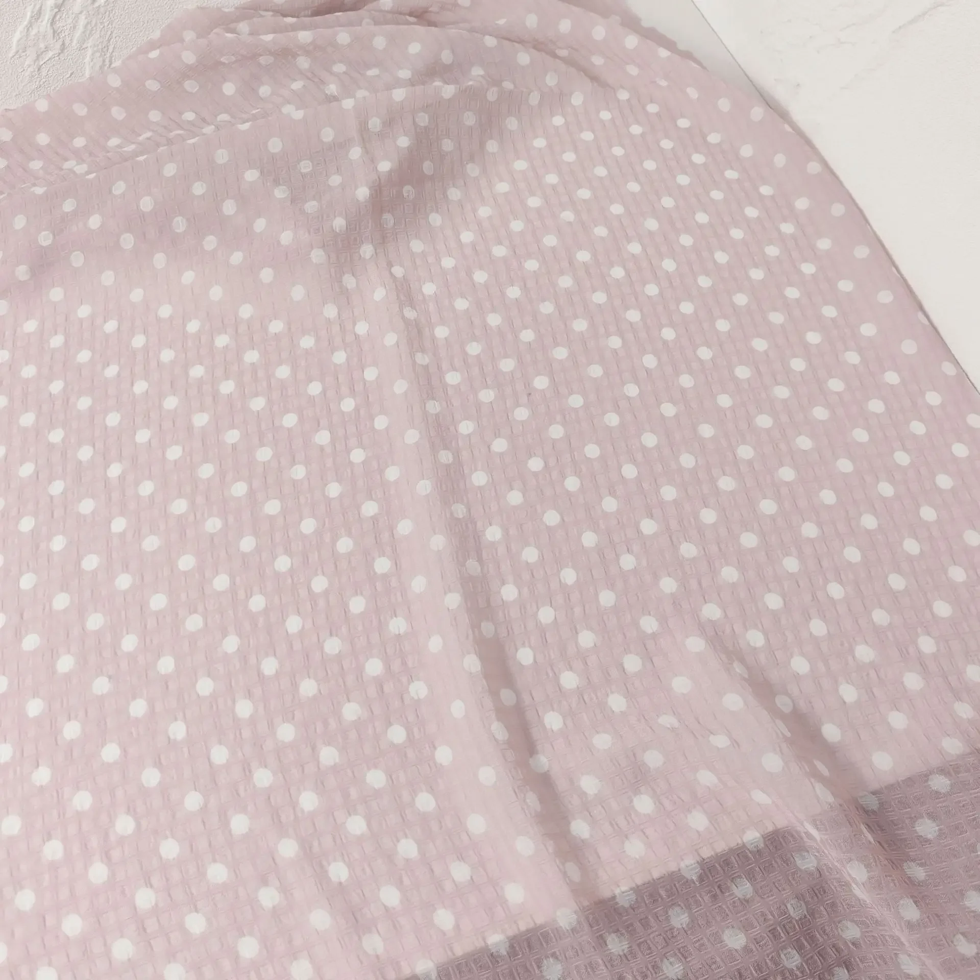 Multi‑Color Polka Dot Crinkle Chiffon Fabric Dots Printed Textured Cloth for Women Blouse Dress Skirt Sewing Fabric