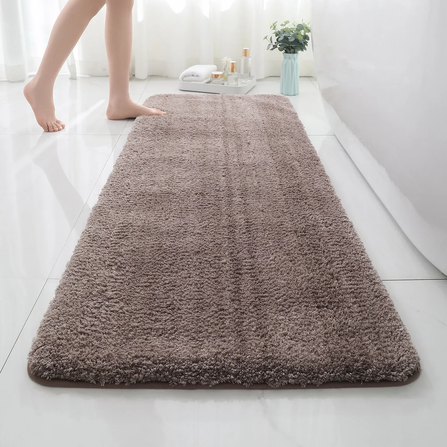 

Bathroom simple solid color floor mat, bathroom thick absorbent carpet, winter bathroom door mat, bedroom anti slip mat
