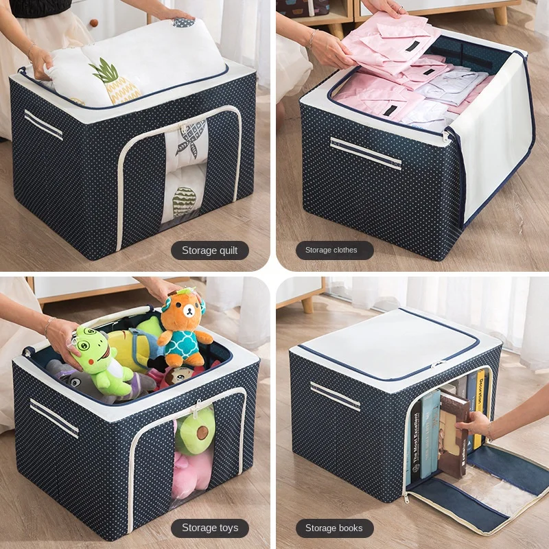 Large Folding Storage Box Oxford Cloth Steel Frame Box Transparent Storage Box on-Board Storage Box Clothes Storage Fantastic