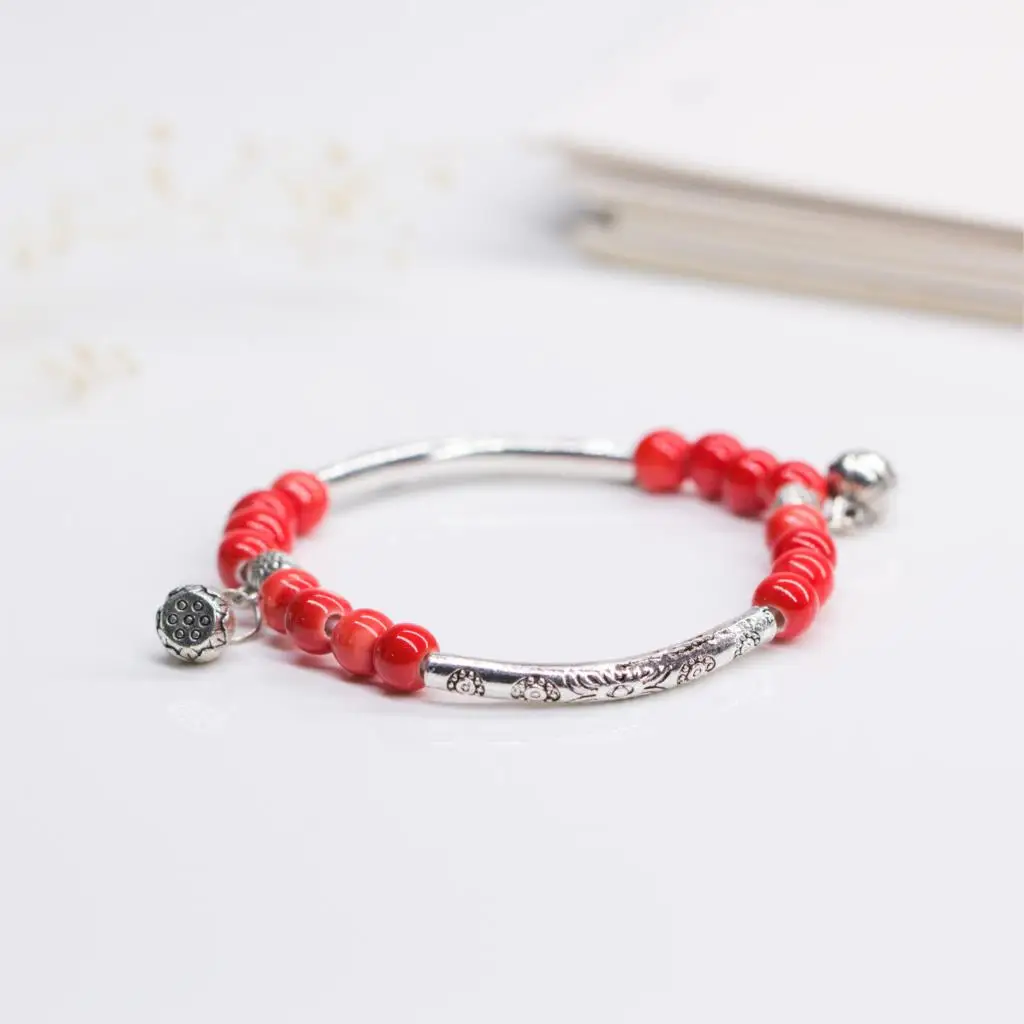 Hand Catenary Female Small Pure And Fresh And Tibetan Silver Accessories Ceramic Bracelet For Girls Women Ladies