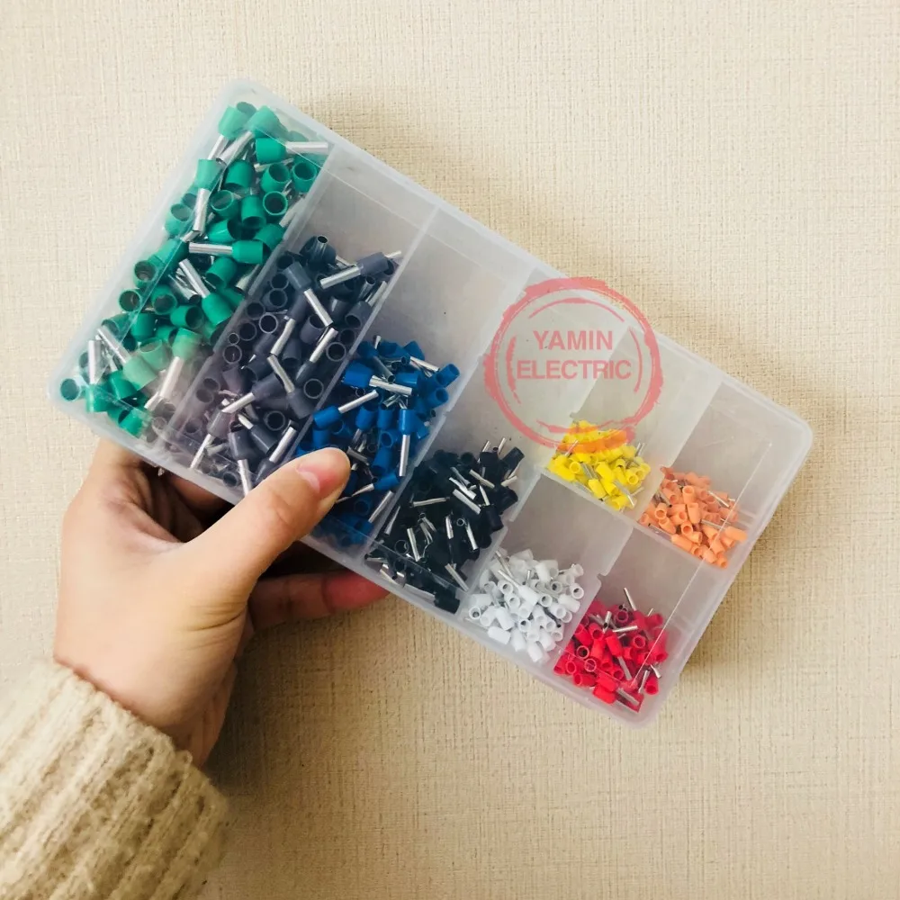 800 pz/set Misto Filo di Rame Crimp Connector Isolato del Cavo Spille Estremità Del Tubo Terminale di Tool Kit Set AWG 10-22