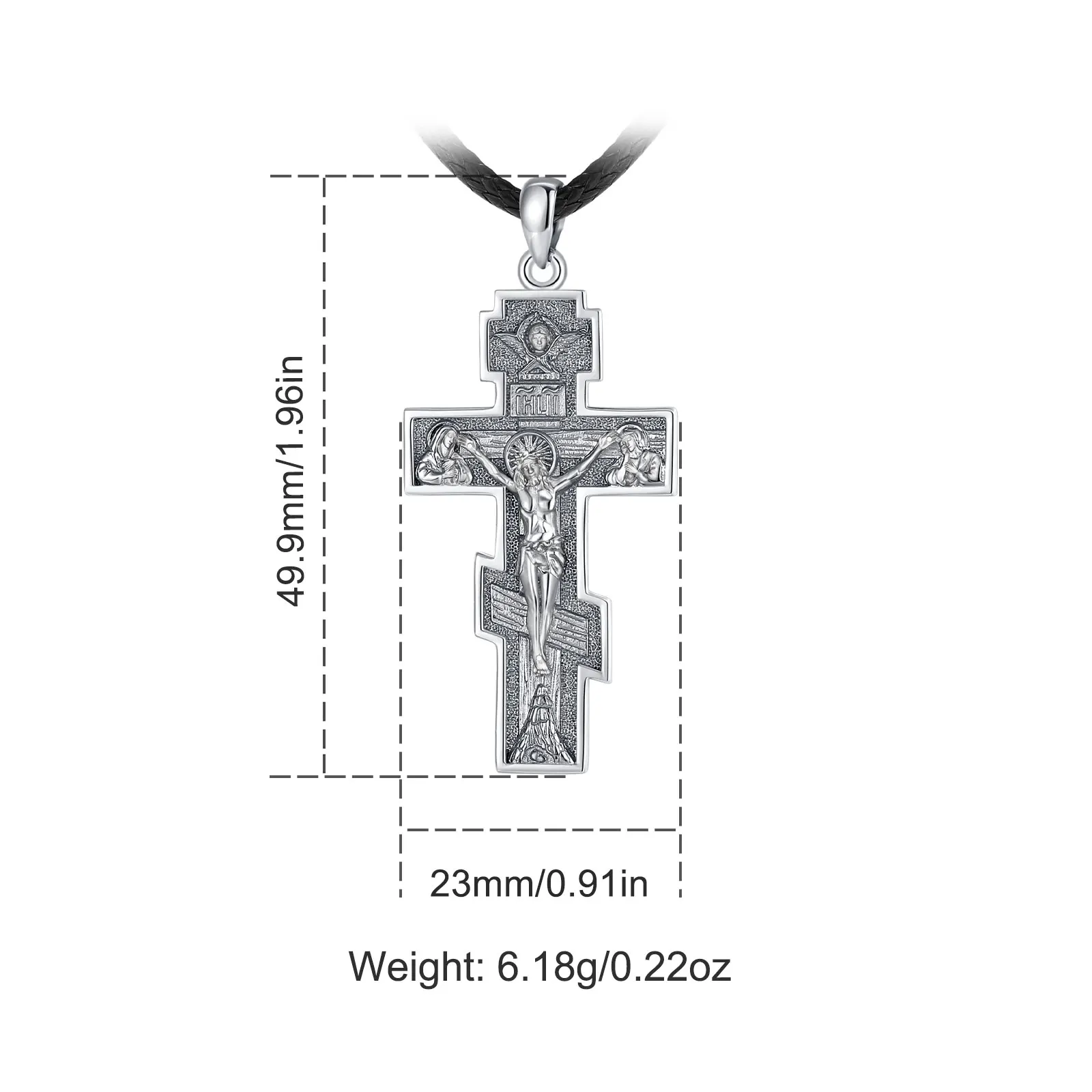 Eudora 925 Sterling Silver Orthodox Cross Necklace Jesus Pendant Religious Amulet Men Women Vintage Jewelry Personality Gifts