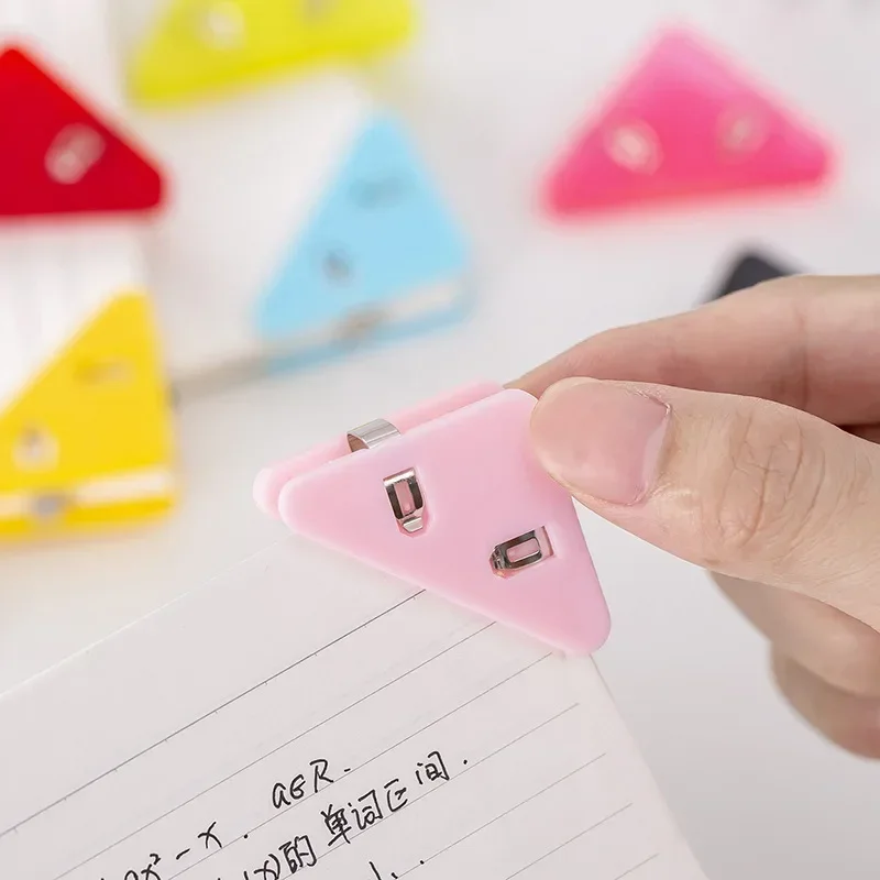 2pcs Color Corner Clips Set Triangle Transparent Page Holder Index Clamp Clip For About 40 Sheets Stationery Office School