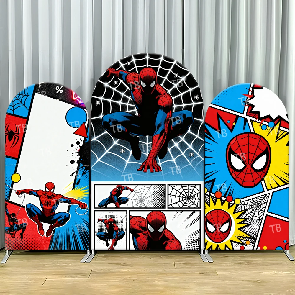 Panel de Cómic de Spider-Man, Fondo de Arco Pop, Escena Dinámica para Fiesta de Cumpleaños Infantil, Decoración de Cabina de Fotos con Temática de Dibujos Animados