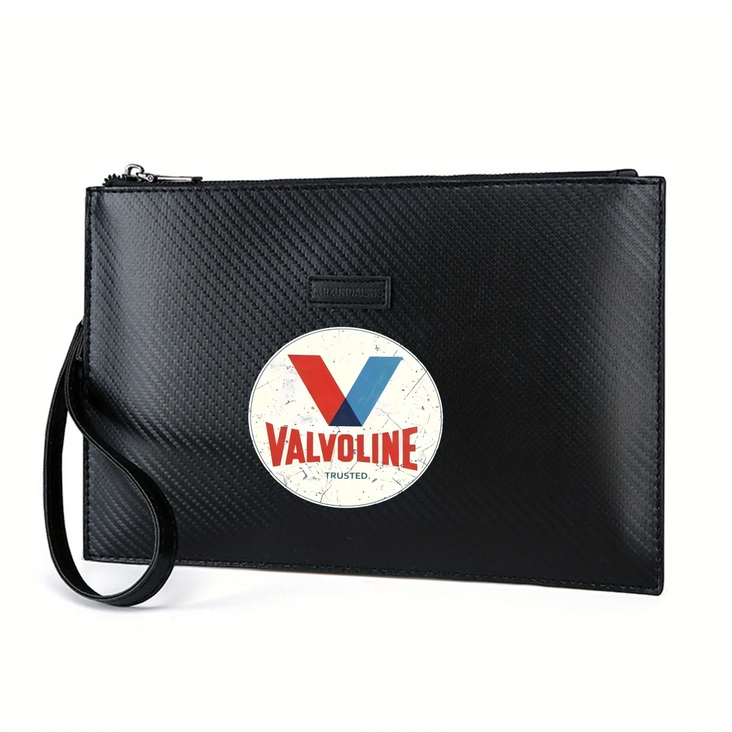 

Логотип Valvoline, красные, синие буквы, доверя, элегантная мужская сумка из искусственной кожи с принтом, модная и практичная для повседневной носки