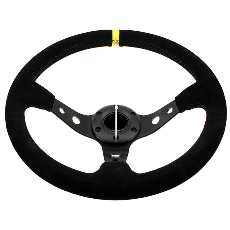 Car Modification Steering Wheel 14 Inch Frosted Personalized Competitive Racing Steering Wheel 350mm Suede Universal