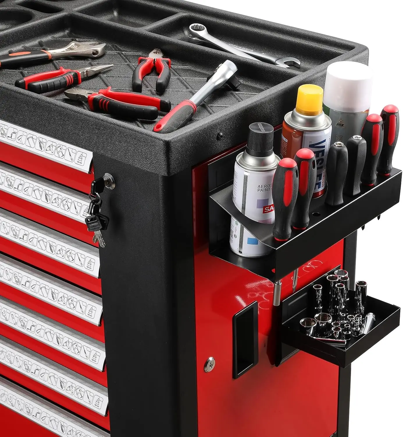 Magnetic Toolbox Shelf, Tray and Holder, 4-Piece Magnetic Toolbox Tray Set Tool Box Cabinet Side Shelf Storage, Workshop