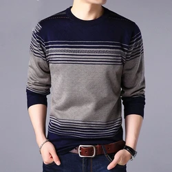 Spring Autumn Paisley Gradient Men Long Sleeve Sweaters Round Neck Thin Knitting Printing Loose Elastic Jacquard All-match Tops