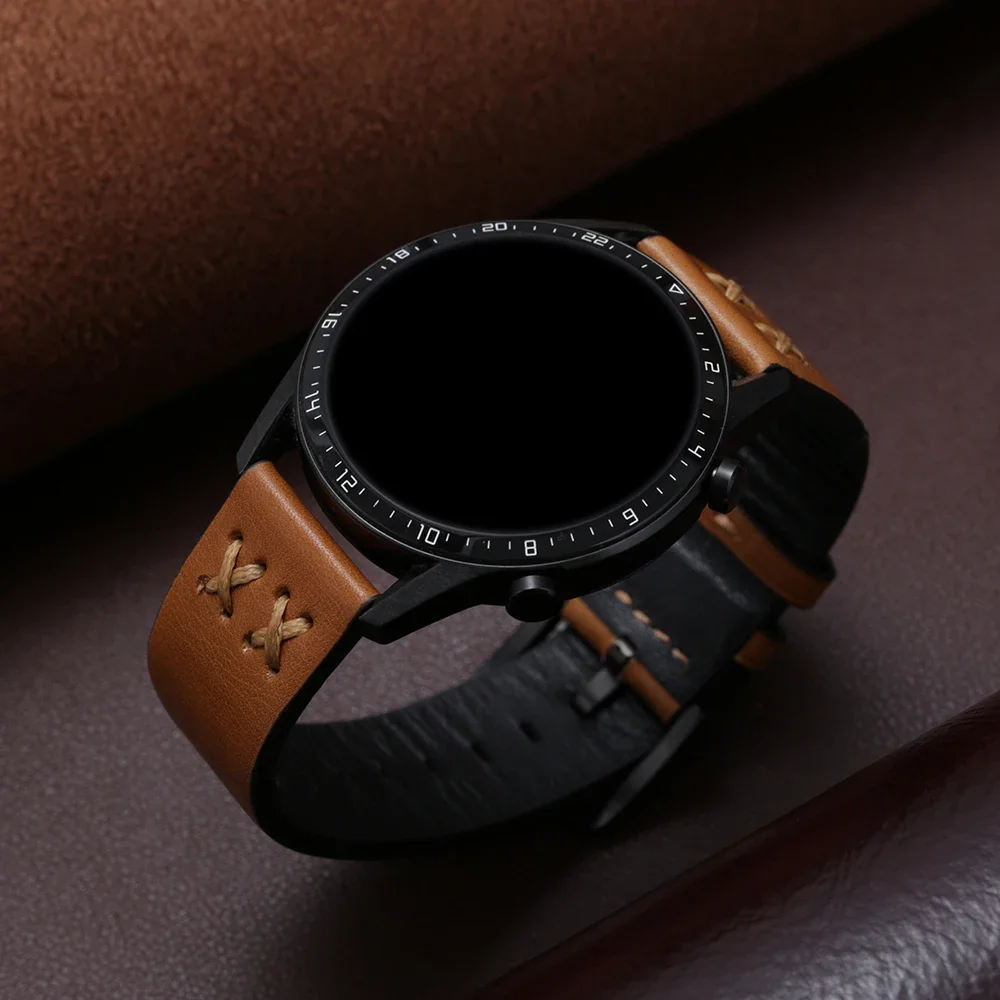 حزام من الجلد الطبيعي 20 مللي متر-22 مللي متر لساعة سامسونج جالاكسي 6/5 برو/7/FE // 4/سوار كلاسيكي كلاسيكي amazfit GTS-GTR 4-3-2e