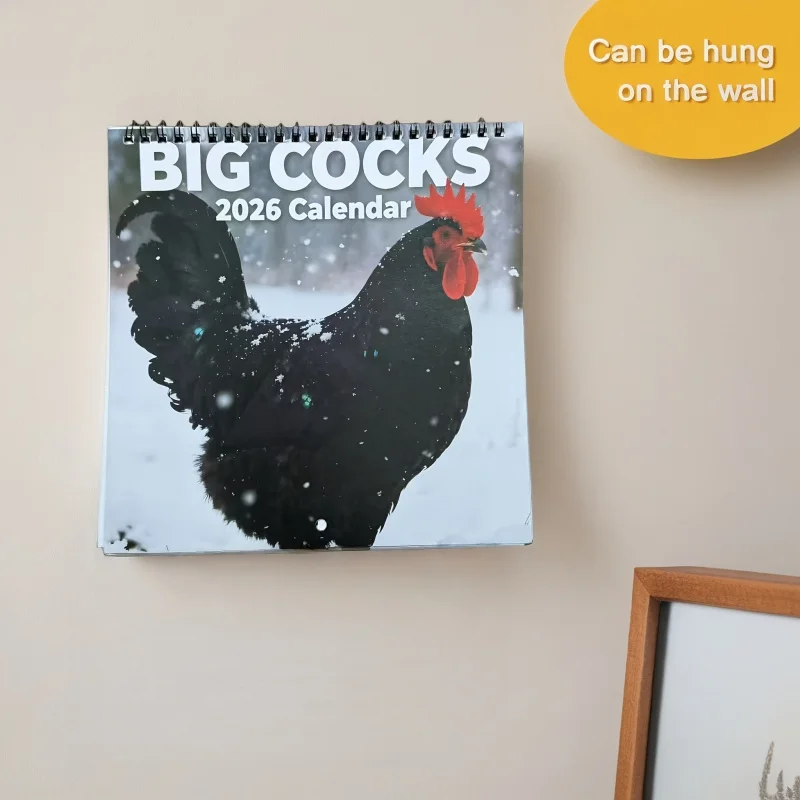 

2026Fun Rooster Calendar | Zhou/Monthly View，Coated Paper，English，Perfect for birthdays and pranks，