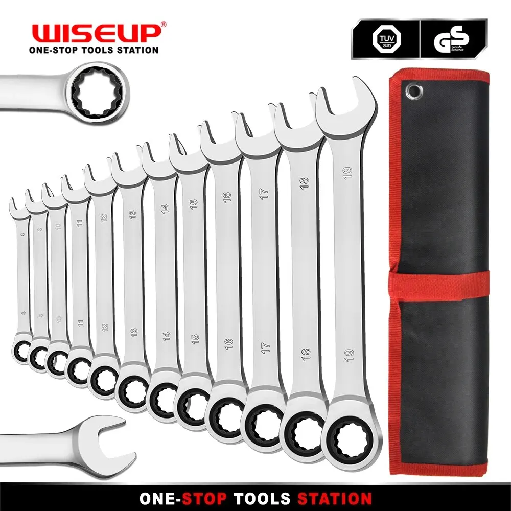 

WISEUP 72 Gear Ring Flex Head Ratcheting Wrench Set Universal Vanadium Steel Socket Hand Tools Set Car Repair Tool