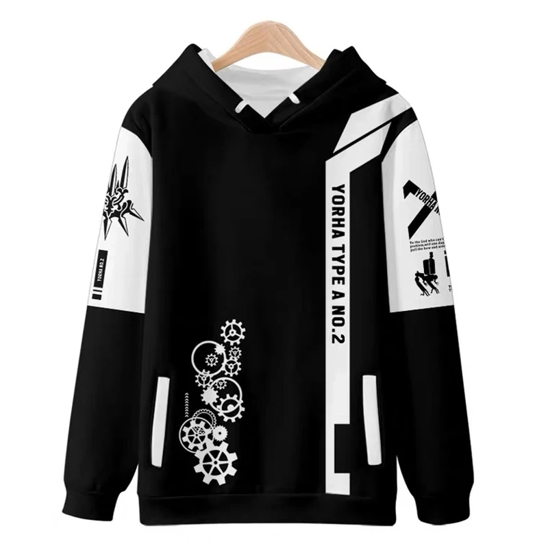 Game NieR Automata 2B YoRHa No. 2 Type B 9S YoRHa No. 9 Type S Cosplay Costume 3D Sweatshirt Men Zipper Hoodies Outwear Coat