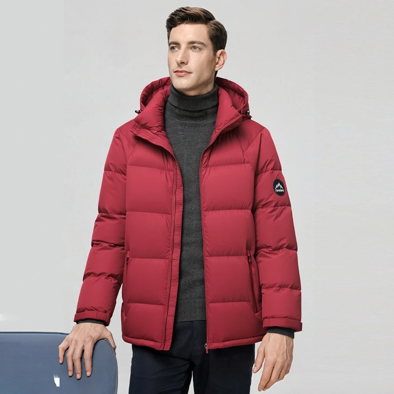 

Thiened Pure Color Cotton Jaet Men's Casual Detachable Winter Warm Windproof Stand Fit Busin Gentleman Sle Coat