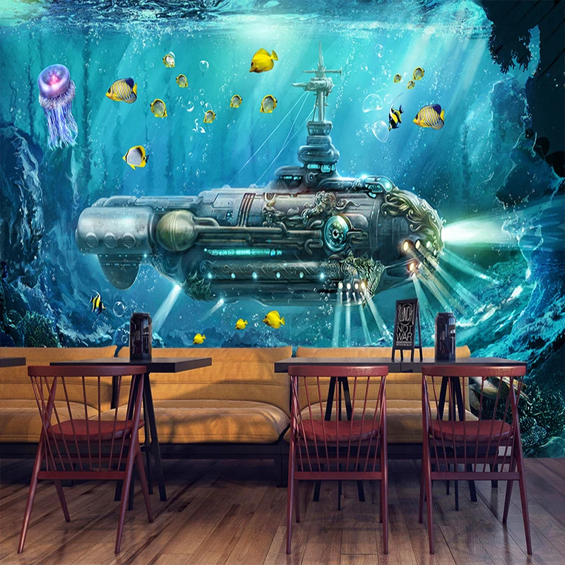 Custom 3D Photo Wallpaper Submarine Underwater World Wall Decor Mural Living Room Bedroom Children Room 3D Wall Murals Wallpaper