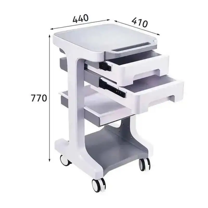 High-end Silent Salon Trolley Cart for Dental Clinic Organizer Cart with Wheels Minimalist Beauty Salon Tool Trolley with Drawer