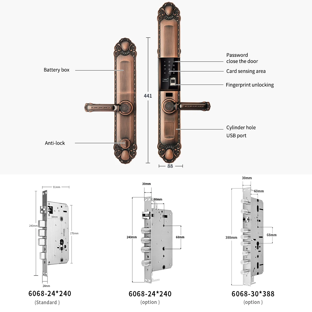 工場メーカーの高級ヴィラヨーロッパTuyaスマートドアロック亜鉛合金指紋リーダーセキュリティ木製ドアクラウド用
