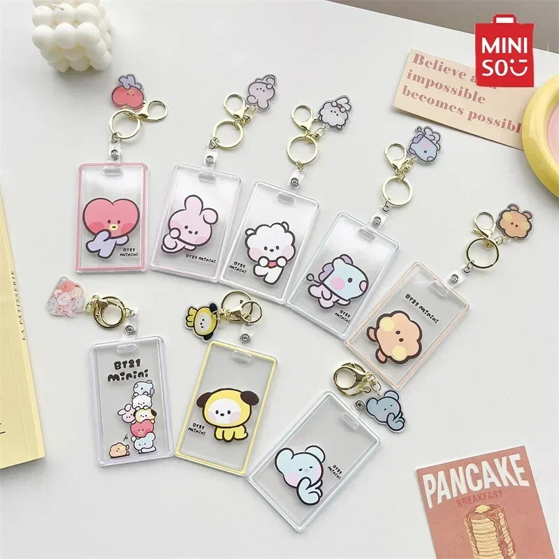 Kawaii Anime Bt21 Kpop Koya Cooky Card Holder Straps Chimmy Shooky Mang Rj Cartoon Doll Id Credit Card Cover Sleeve Pendant Gift