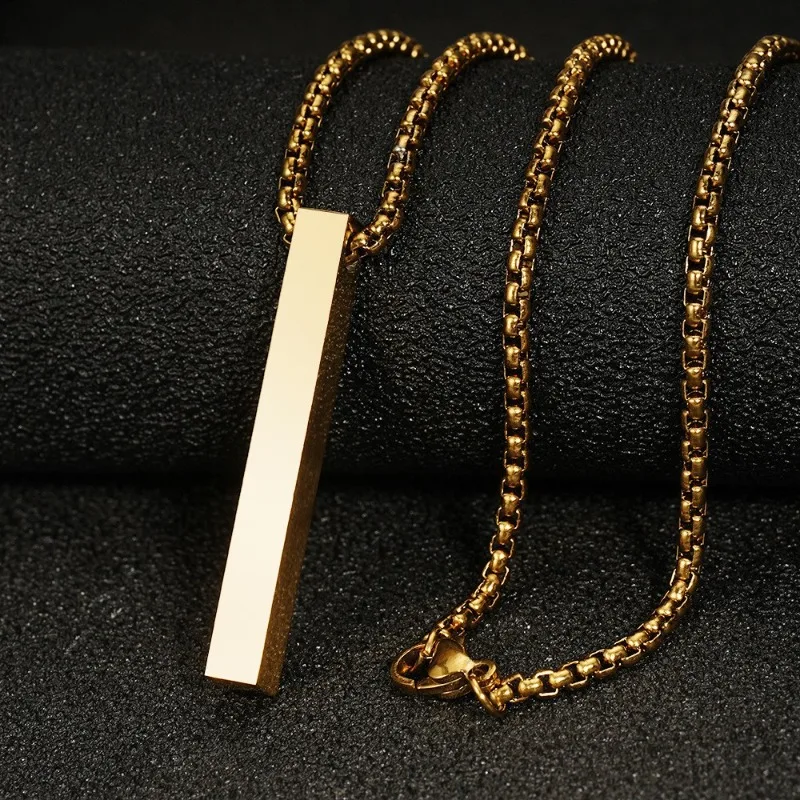 

10pcs Stainless Steel 40mm Bar Pillar Pendant Minimalist Simple Casual Unisex Necklace Vertical Cuboid Stick Jewelry Gift