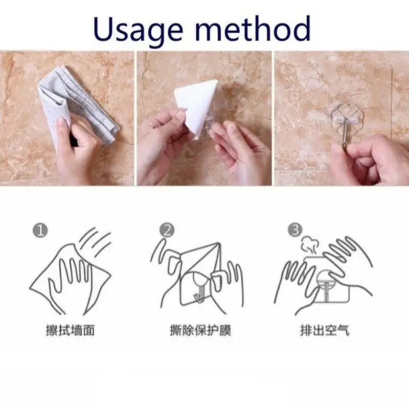 10Pcs Heavy Duty Transparent Adhesive Hooks Waterproof Oilproof Wall Hooks for Bathroom Kitchen Bedroom Garage Ceiling Use