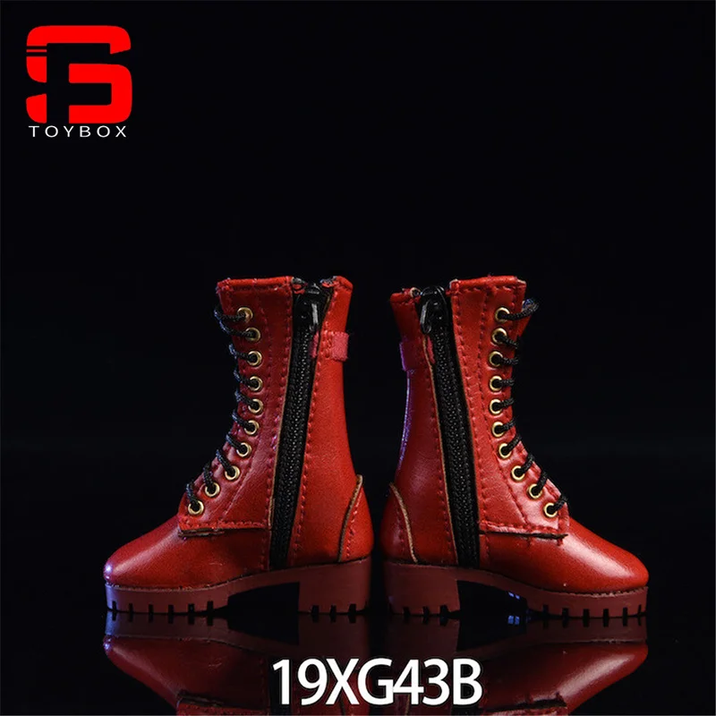 Vstroys 19xg43 1/6 escala soldado feminino zíper meados botas sapatos de couro oco modelo para 12 Polegada figura de ação corpo