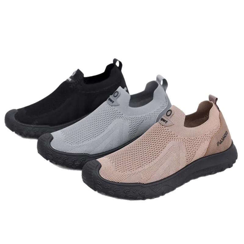 Summer Men Casual Shoes Elastic Slip On Design Anti-collision Toe Rugged Sole Daily Outdoor Walking Footwear view 2