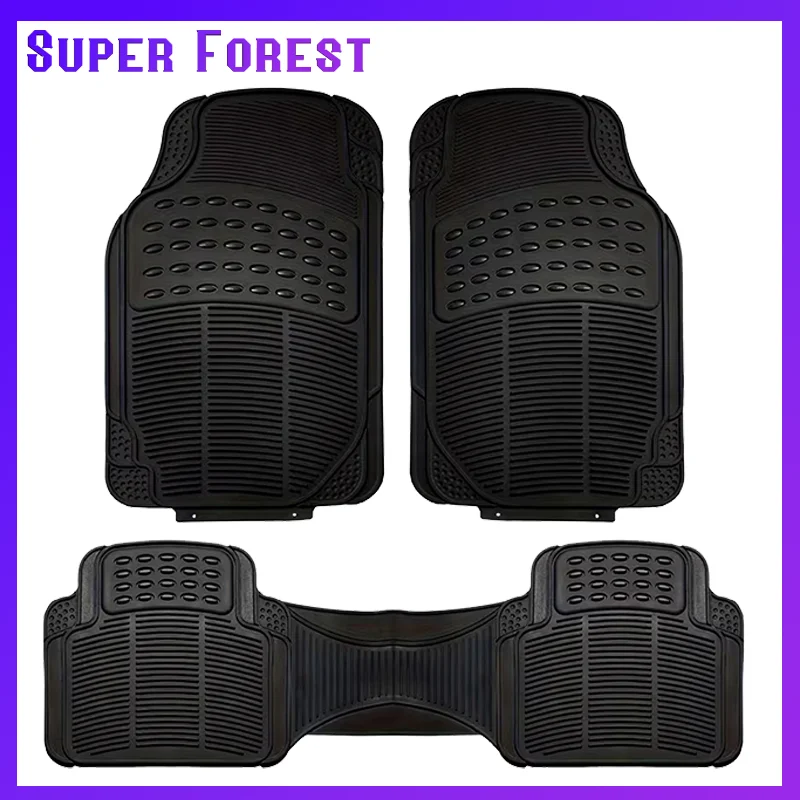 Tapis de sol de voiture en caoutchouc toutes saisons, ensemble de 3 pièces, tactiques, durables, noirs, tapis de voiture universels