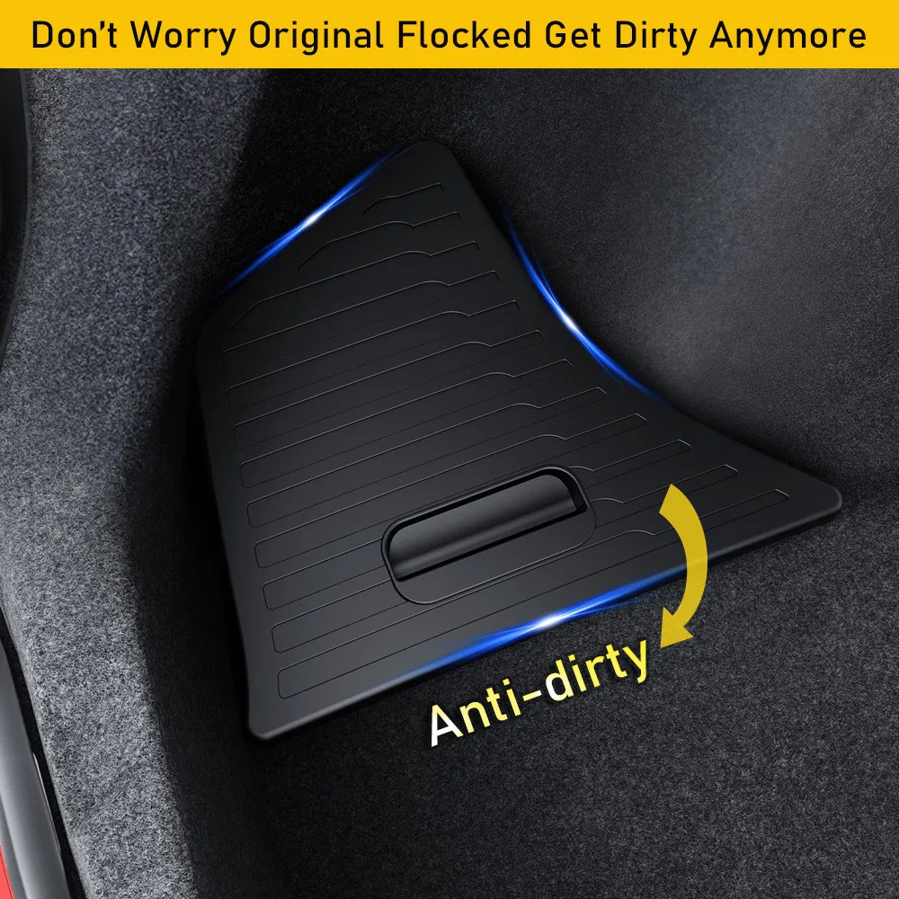 منظم صندوق السيارة لطراز تسلا 3 2024 2025 صناديق تخزين صندوق السيارة الخلفي المقاومة للماء صندوق جانبي مع شفة سجاد ملحقات السفر للسيارة #4