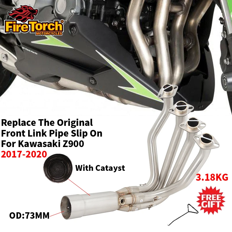 Slip On For Kawasaki Z900 2017 - 2020 Motorcycle Exhaust Escape Systems  Connection Tube Modified Front Link Pipe With Catalys