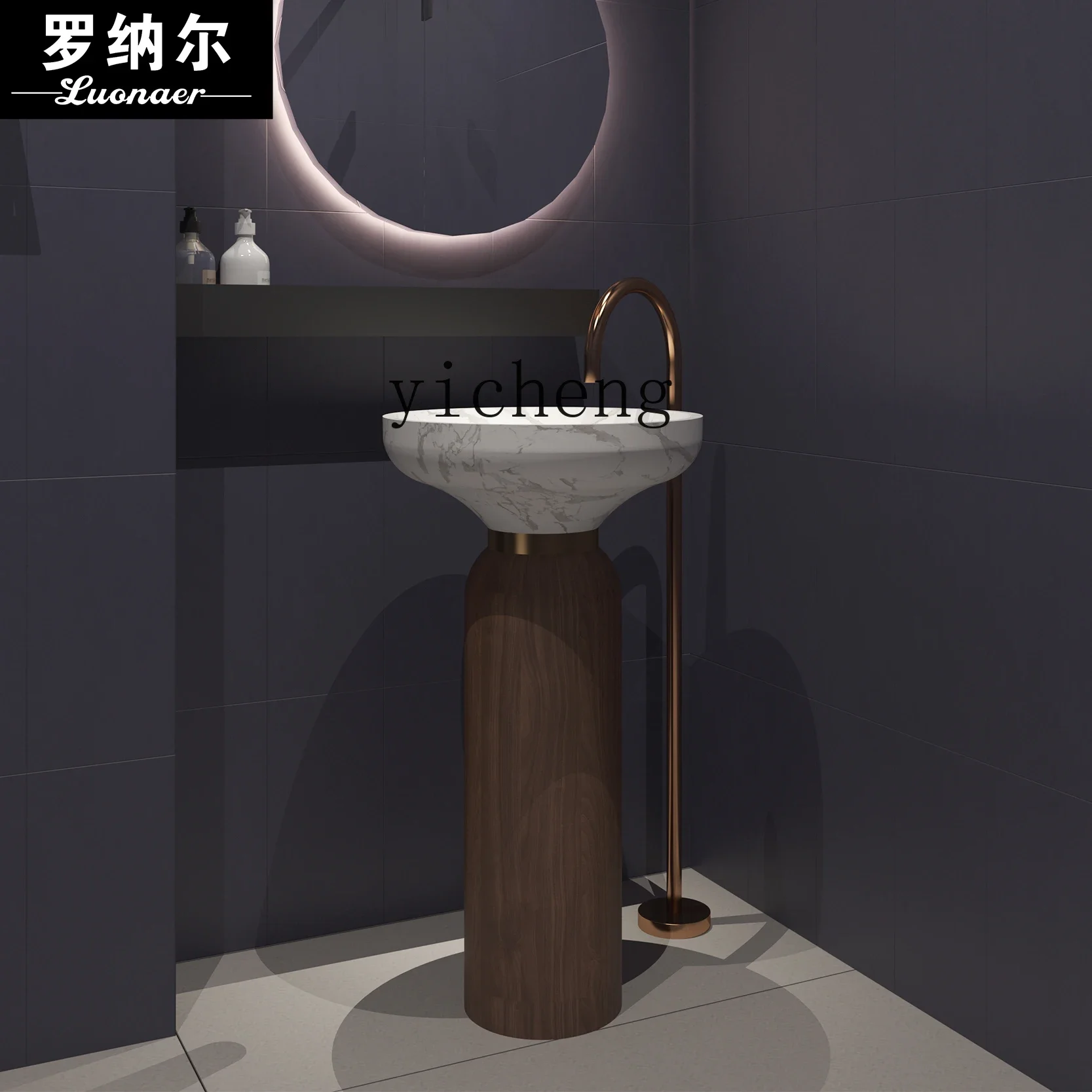 b1 Chinese retro wind column basin floor-to-ceiling integrated art wash basin personalized creative homestay wash table
