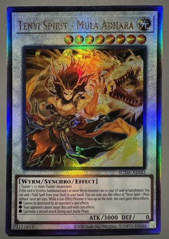 Yugioh KONAMI Duel Monsters SUDA-AE042 Tenyi Spirit-Mula Adhara Ultimate Rare Asian English Collection Mint Card