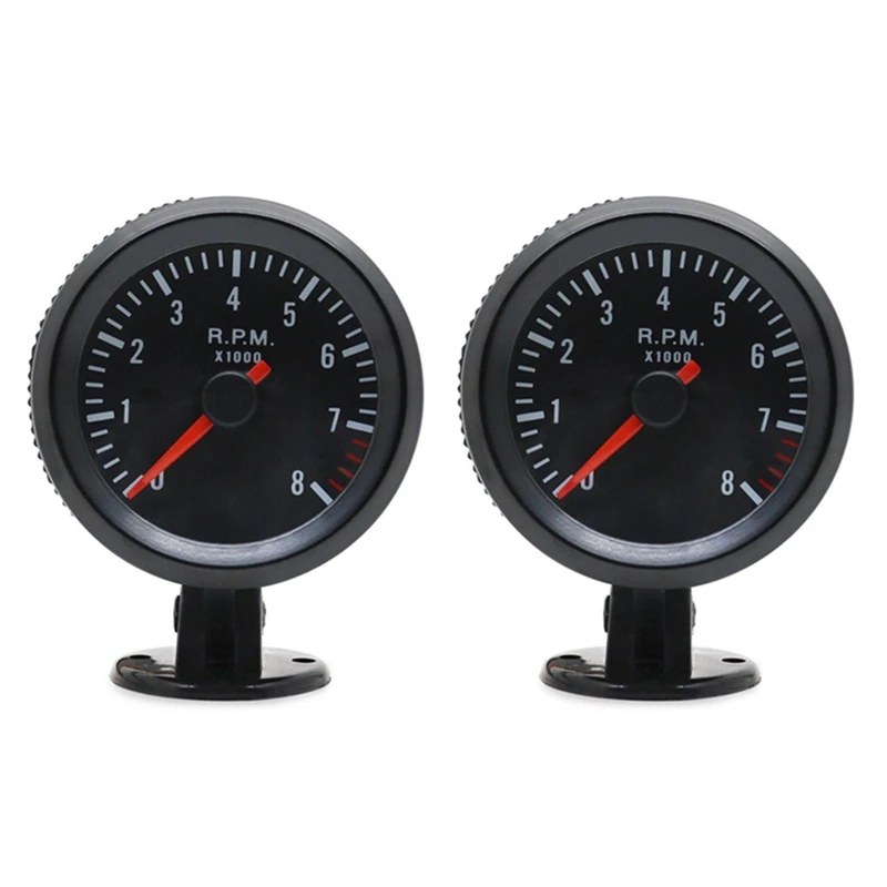 2 Pcs 2 Inch 52mm Car Meter Tachometer RPM Gauge 0-8000RPM Analog New Arrivals in Stock