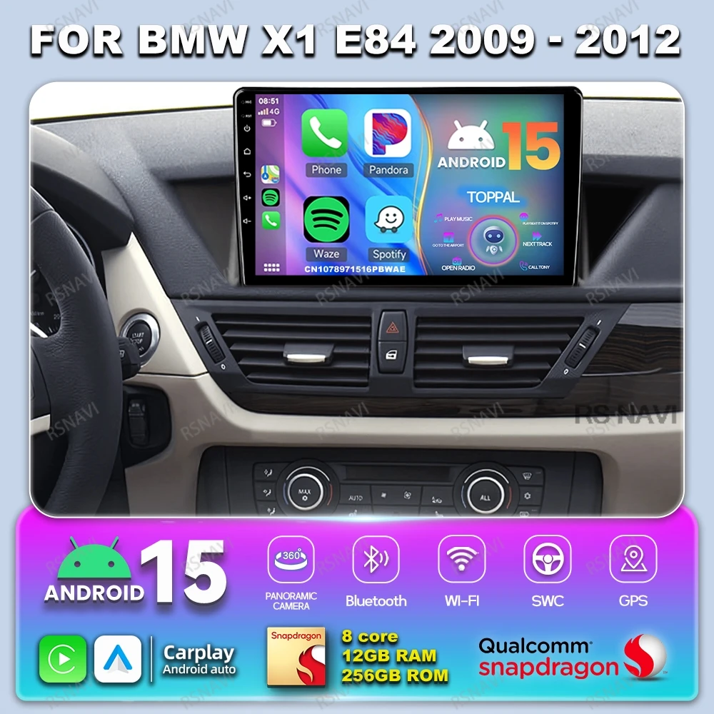 

Car Radio Android 14 For BMW X1 E84 2009 - 2012 Wireless 8 Core WIFI+4G QLED Qualcomm IPS DVD AUTO Stereo Carplay BT 9/10 Inch