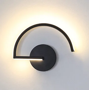 Modern Nordic LED Wall Lamp, Minimalist Black Geometric Sconce for Bedroom Bedside Living Room Decor, Creative Home Light