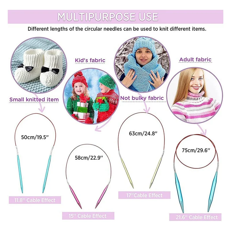 

Набор игл для вязания крючком из 6 предметов, набор спиц для вязания, 13 размеров, сменные иглы для вязания крючком