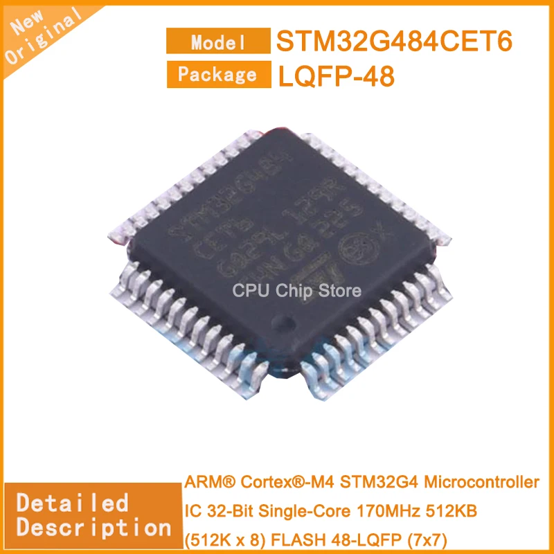 5Pcs/Lot New Original STM32G484CET6 STM32G484  Microcontroller IC 32-Bit Single-Core 170MHz 512KB (512K x 8) FLASH 48-LQFP (7x7)