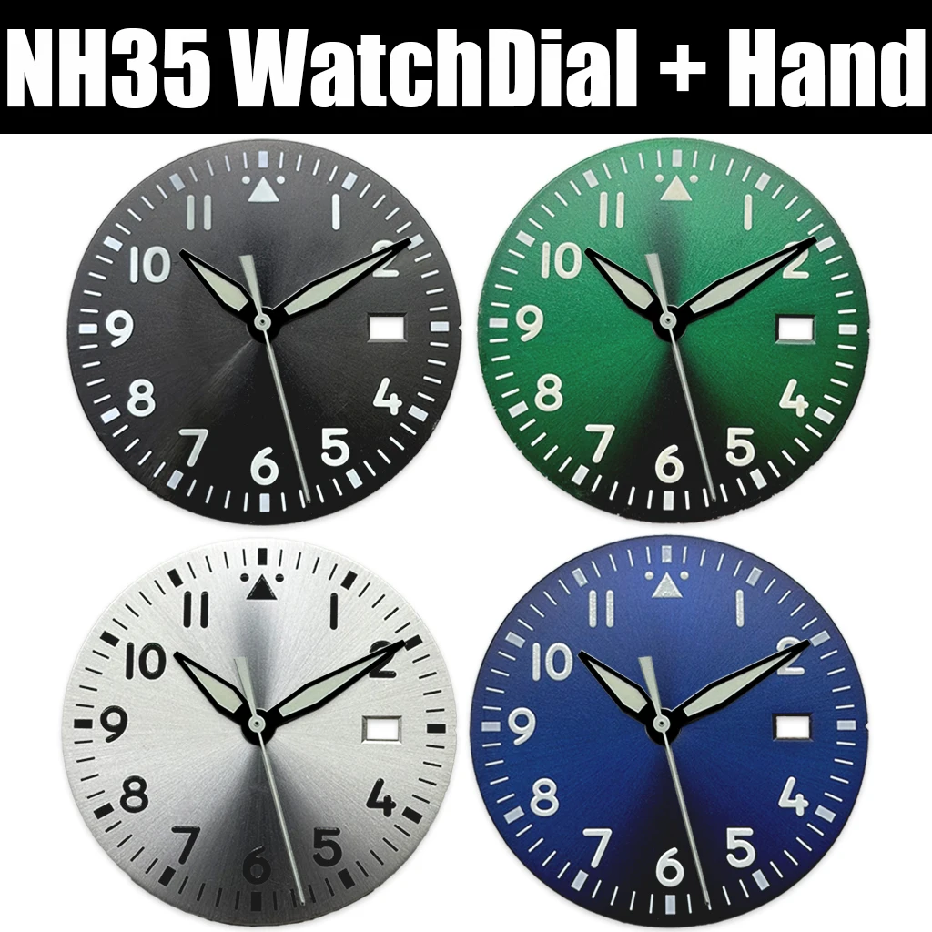 

Циферблат RICHUS 33,8 мм NH35 черный/зеленый/белый/синий циферблат со стрелками подходит для NH36 NH35 аксессуары для часов с механизмом